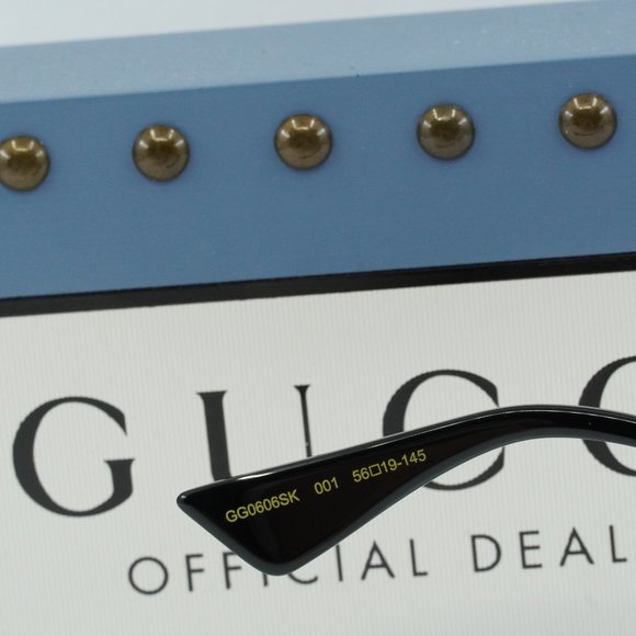 Gucci GG0606SK 001 Square Sunglasses - Black/Gold/Grey - Picture 9 of 10
